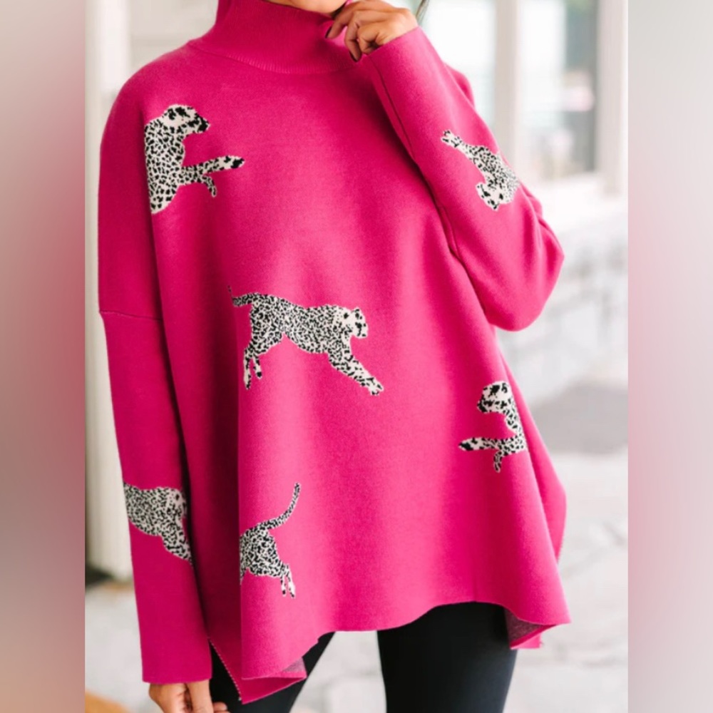 Hot Pink Cheetah Sweater